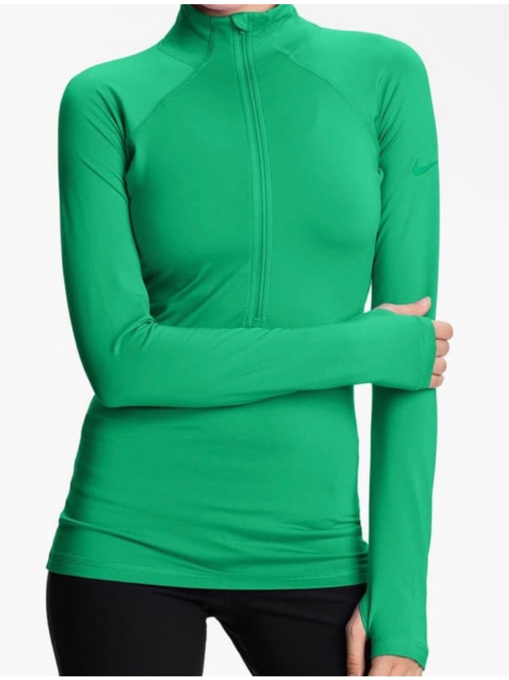 Nike Dri-Fit Green Half Zip Running Jacket Fitted Size M Thumbholes
